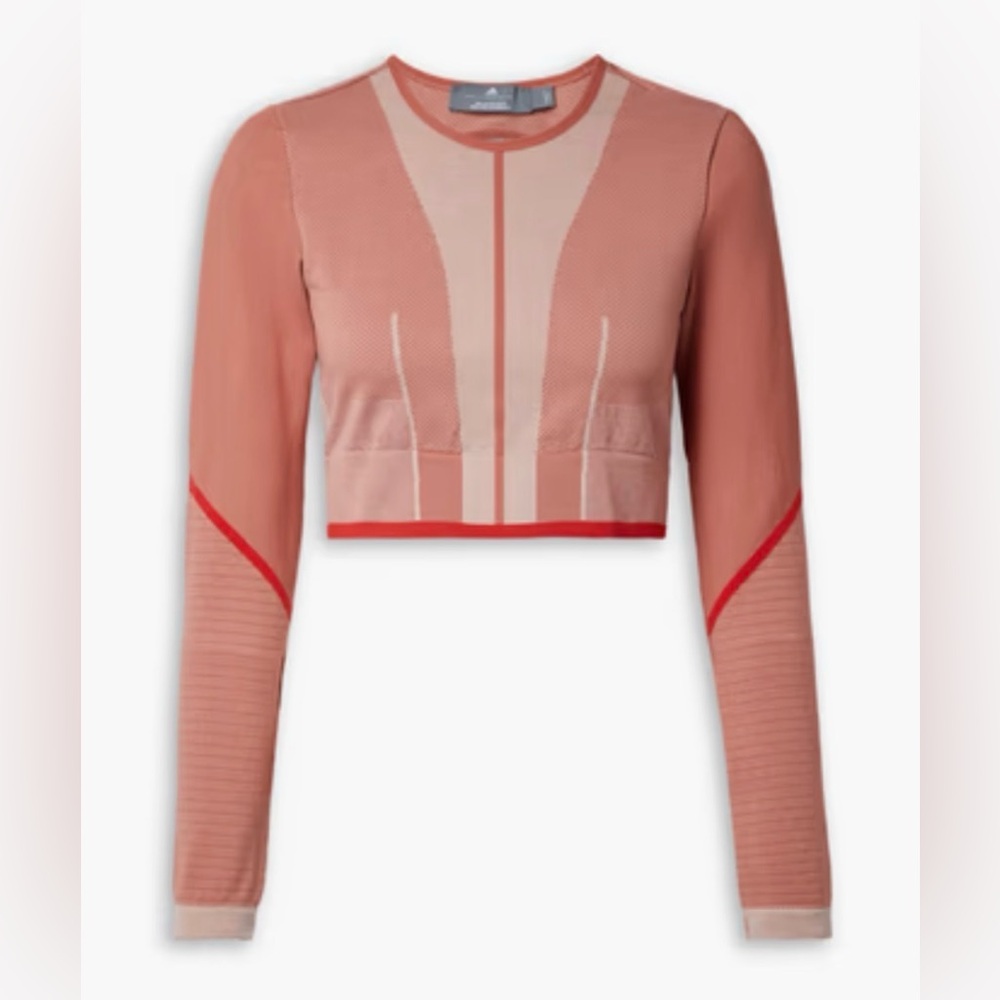 Adidas by Stella McCartney TrueStrength Cropped Jacquard Knit Top - Rose - EUC